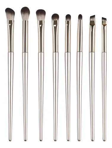 Juego De 8 Pinceles Maquillaje Dorados, Pincel Para Sombra