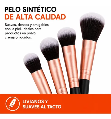 Set 12 Brochas Y Pinceles Para Maquillaje + Estuche Colores