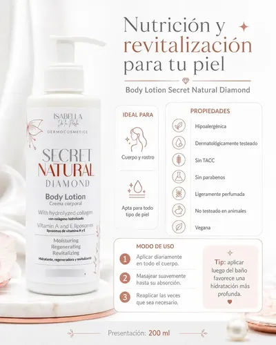 Crema Hidratante Corporal Con Colageno Hidrolizado Secret