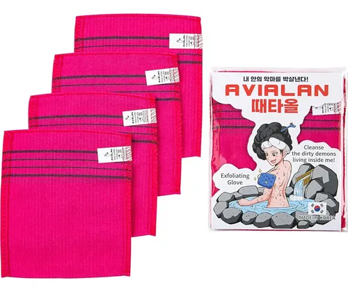 Guante Exfoliante Avialan Rojo 4 Piezas Cuidado De Piel