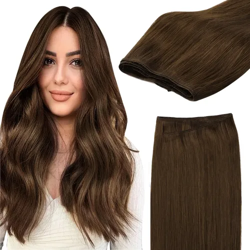 Extension Cortina De Pelo Humano Real 35cm 80g Marron Chocol