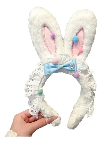 Diadema De Peluche Con Orejas De Conejo Para Fresa Rosa, Tal