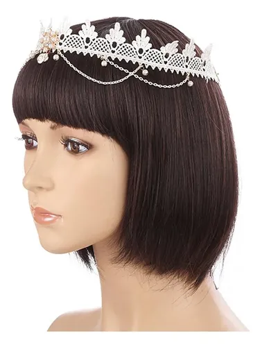Cinta De Encaje Con Forma De Corona De Perlas Para El Pelo,