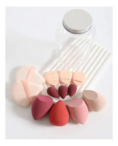 Qi Esponja Maquillaje En Polvo 14 Pcs Beauty Blender Con