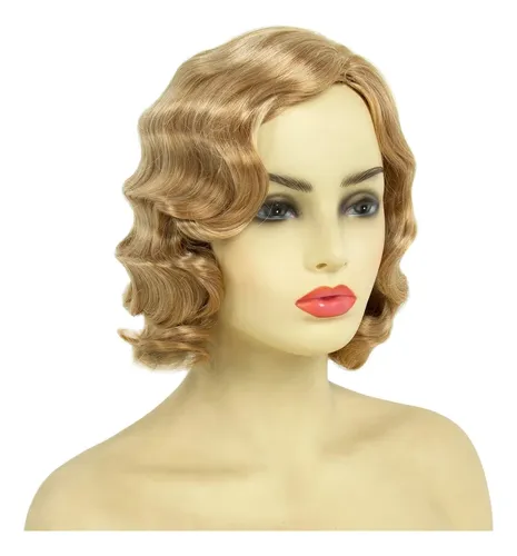 Peluca Medisifa Rubia 20s, Ondas De Dedo Largas Para Fiesta Blonde