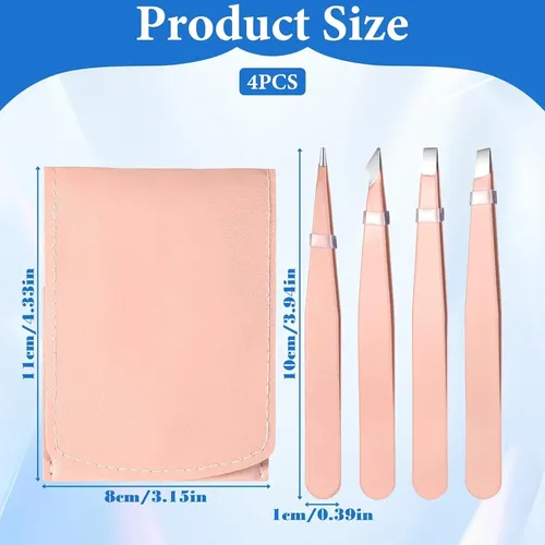 Pinzas De Cejas Portátiles Acero Inoxidable Set 4