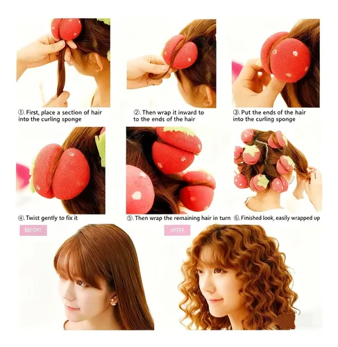Rulos Para Cabello Con Espumón De Fresa, Suaves