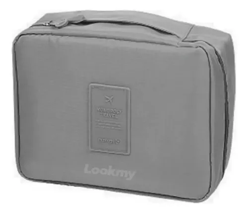 Neceser de viaje Gris | portacosmético necessaire organizador de cosméticos | bolso neceser de tela lavable e impermeable | porta maquillaje para maleta y cartera mujer regalo