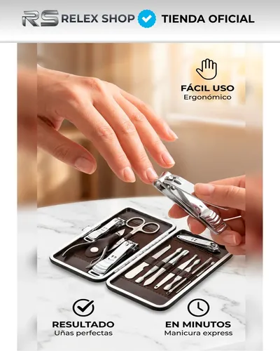 Kit Manicura Premium Con Estuche Portátil 12 Piezas