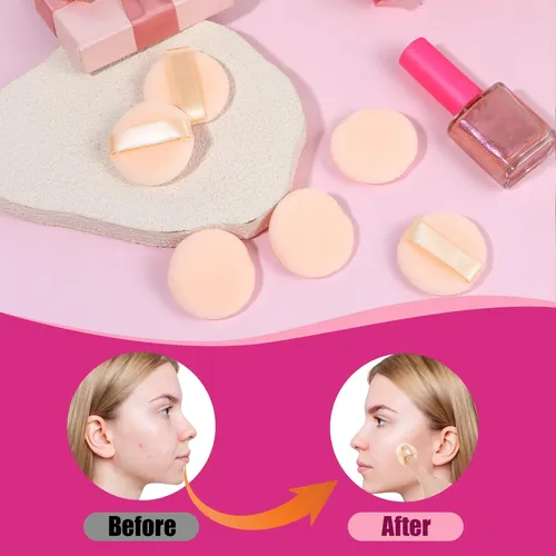 12 Esponjas De Maquillaje Pequeñas En Polvo, Color De Piel,