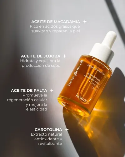 Aceite Antioxidante Kosmos Beta Glow de Palta, Jojoba y Macadamia para Masajes 30 mL