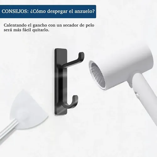 Set de 4 Ganchos de Pared Dobles Adhesivos Jazak para Baño y Cocina