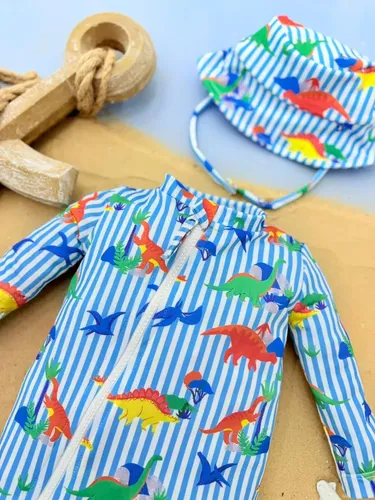 Traje Baño Bebe Nene + Gorro Malla Protección Solar Uv50