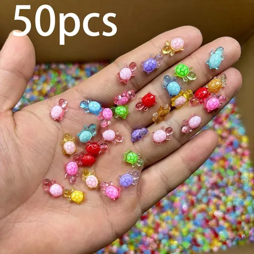 Cartoon Mini Turtles Nail Art, Turtle Nail Charm, 50 Piezas