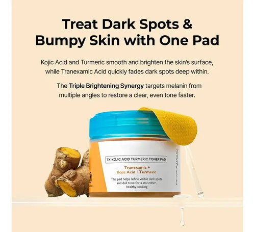 Pads Faciales Tónico Cúrcuma Exfoliantes X70
