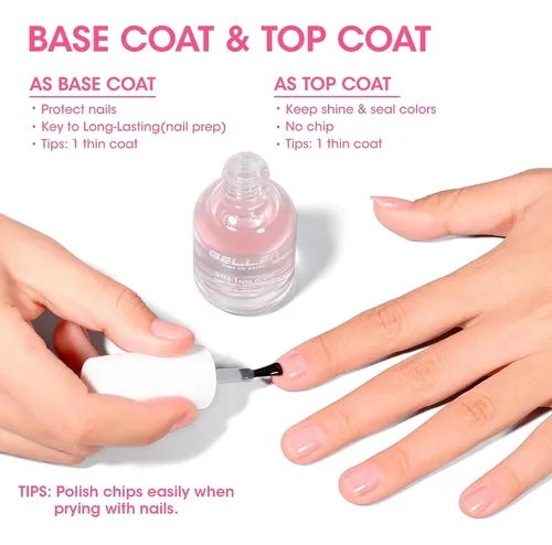 Gellen 3-en-1 Endurecedor De Uñas: Base, Top Coat Y Brillo