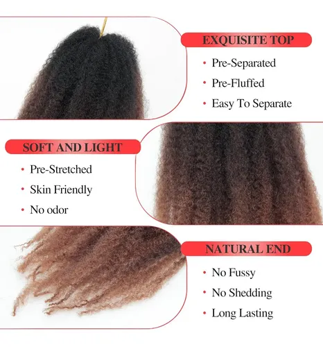Cabello Trenzado Marley Twist Qrhsuka, 18 Pulgadas, 8 Paquet
