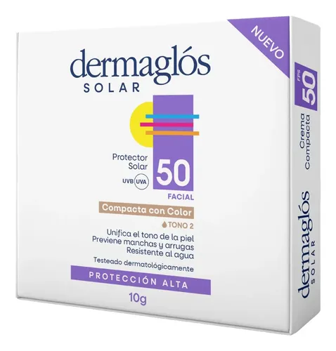 Dermaglós Solar Fps50 Facial Crema Compacta Color Tono 2