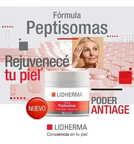 Fórmula Peptisomas Redensificante Antiage Lidherma 320grs. Momento de aplicación Noche Tipo de piel Todo tipo de piel
