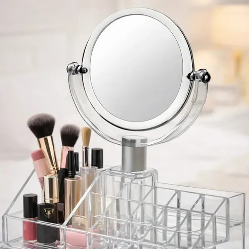 Organizador Acrilico Make Up Con Cajones + Espejo, Grande Transparente