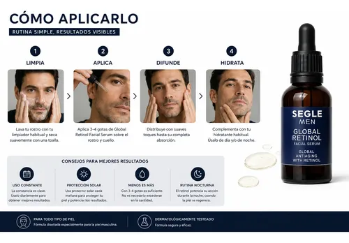 Sérum Facial Hombre Con Retinol Antiarrugas Antiedad 30 Ml