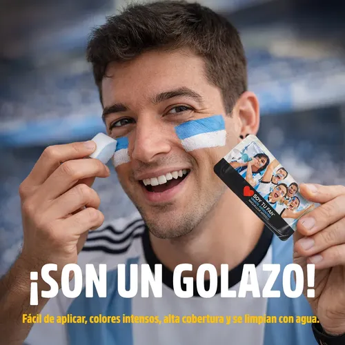 Kit Maquillaje Artístico Celeste Blanco Argentina Mundial