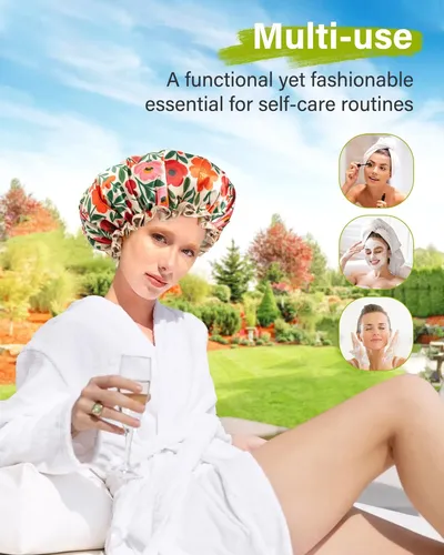 Gorro De Baño Impermeable Xl Con Estampa Floral Y Elástico