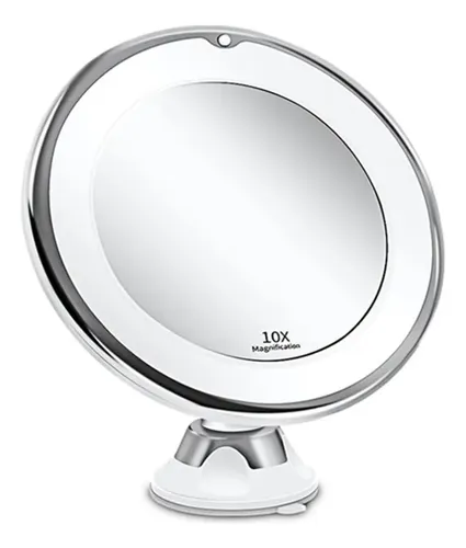 Hm Espejo Aumento 10x Con Luz Led Para Maquillaje, Haom