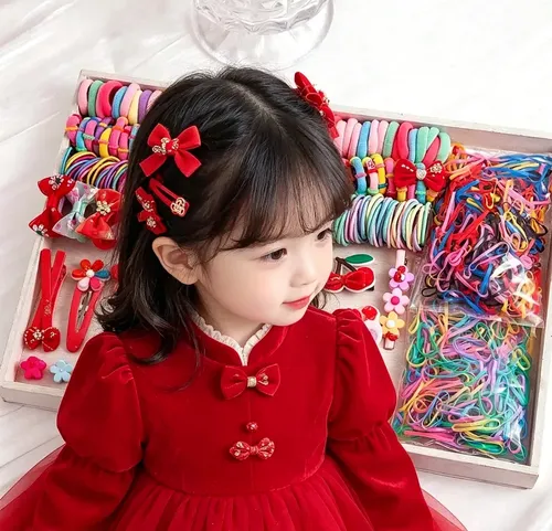 1185 Piezas Mini Gomas Elásticas For El Cabello For Niños , Coral Claro Solid And Floral Mix