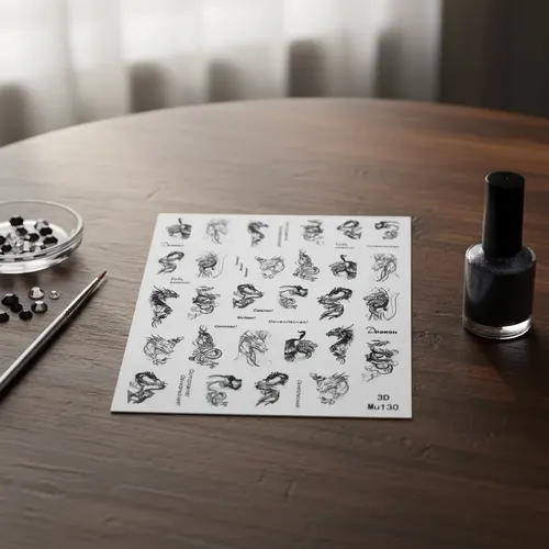Stickers Autoadhesivos Uñas Calaveras Serpientes Dragones