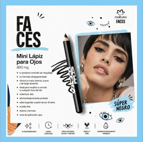 Natura Faces Mini Delineador Para Ojos Negro 3,5 Ml Mbp