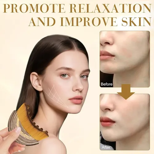 Set Gua Sha Y Cepillo Facial Metalizado Para Masaje