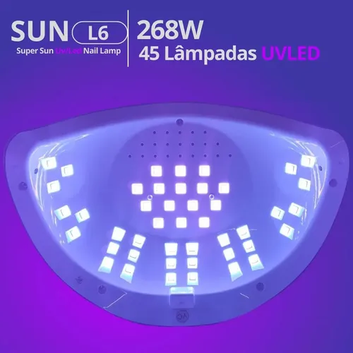 Cabina de uñas de gel profesional Sun L6 de 268 W con 45 LED blancos