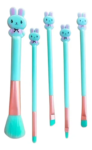 Set Brochas Maquillaje Conejo Colores Surtidos X12