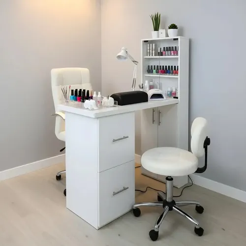 Mesa Manicura Manicuria Nail Art Uñas Blanco Lisa