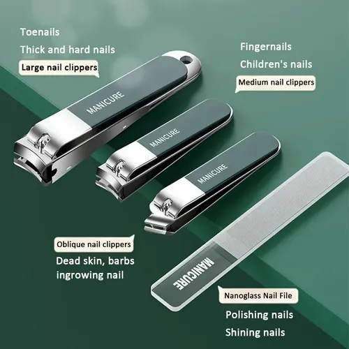 Kit De Cortauñas Profesional De 10 Piezas En Verde Oscuro