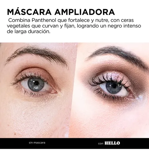 Máscara de Pestañas Regina Hello Amplificadora, Negro Intenso