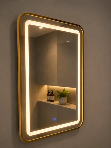 Espejo Luz Led Conex Usb Pared Bano 70×50 Rectangular