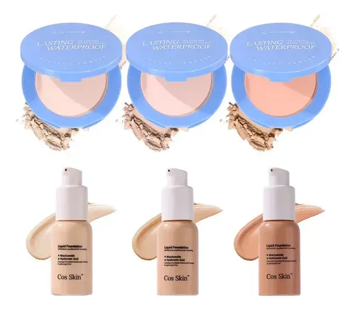 Set De Base Y Polvo Compacto De Maquillaje De 2 Piezas