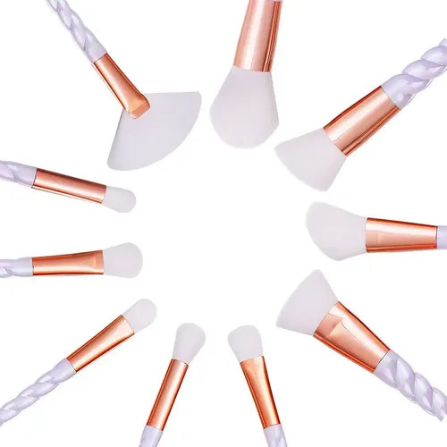 Rancai Set De 10 Brochas De Maquillaje Con Mango En Espiral