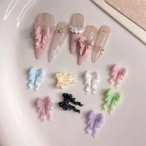 100 Piezas De Lazos Coloridos For Uñas, Lazos De Cinta