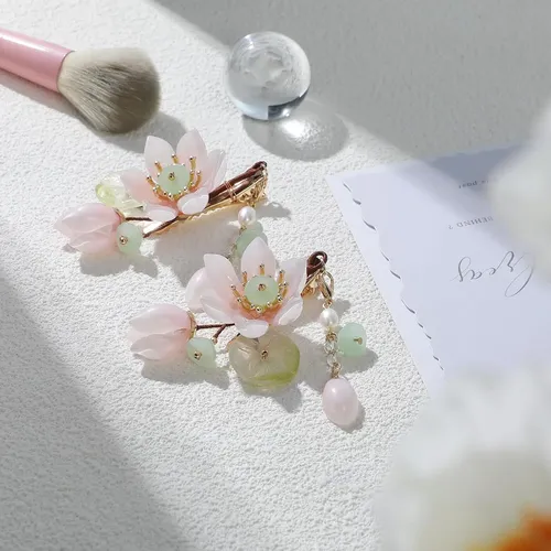 Prendedores Florales Rosa Hechos A Mano Para Pelo