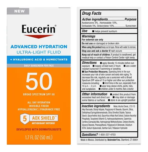 Eucerin Sun Protector Solar Facial Ultraligero Spf 50 Hialur