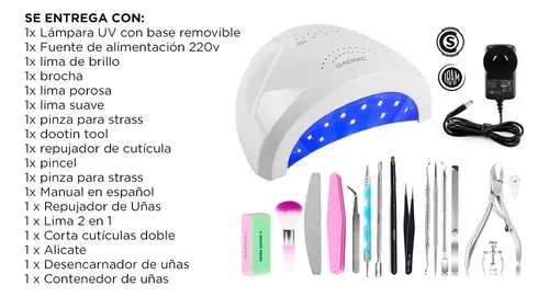 Kit Herramientas Manicura Pedicura Gadnic + Cabina Para Uñas UV 24 LEDs 48W Herramientas Base Imantada