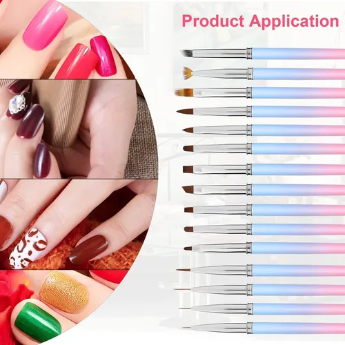 Kit De 15 Pinceles Para Uñas Con Tapa Gel Y Acrilico
