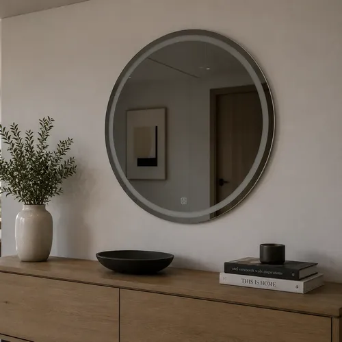 Espejo Led Baño Redondo 60x60cm, Táctil Moderno