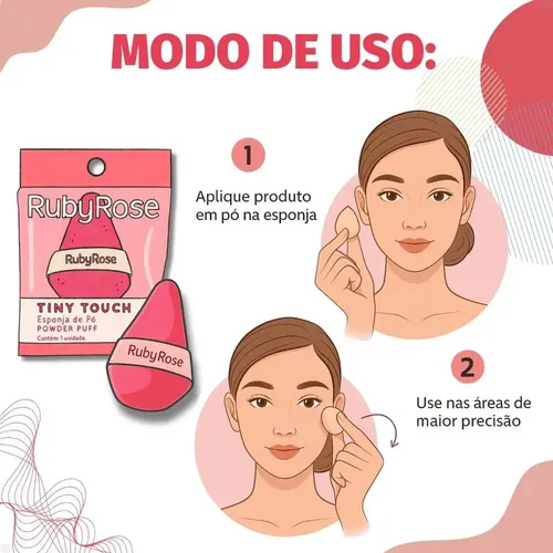 Esponja De Maquillaje Mini Antipolvo Ruby Rose Tiny Touch Rosa Mediana