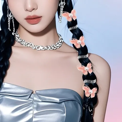 ..4 Cintas Para El Pelo Con Forma De Mariposa Con Alambre De Multicolor Rayas