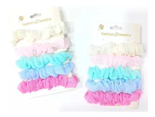 Pack X 5 Colitas De Pelo Scrunchies Colores Surtidos