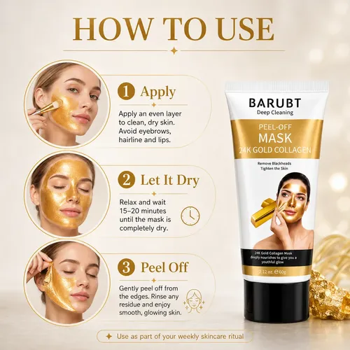 Mascarilla Facial Barubt Peel Off Colágeno 24k Todo Tipo De Piel
